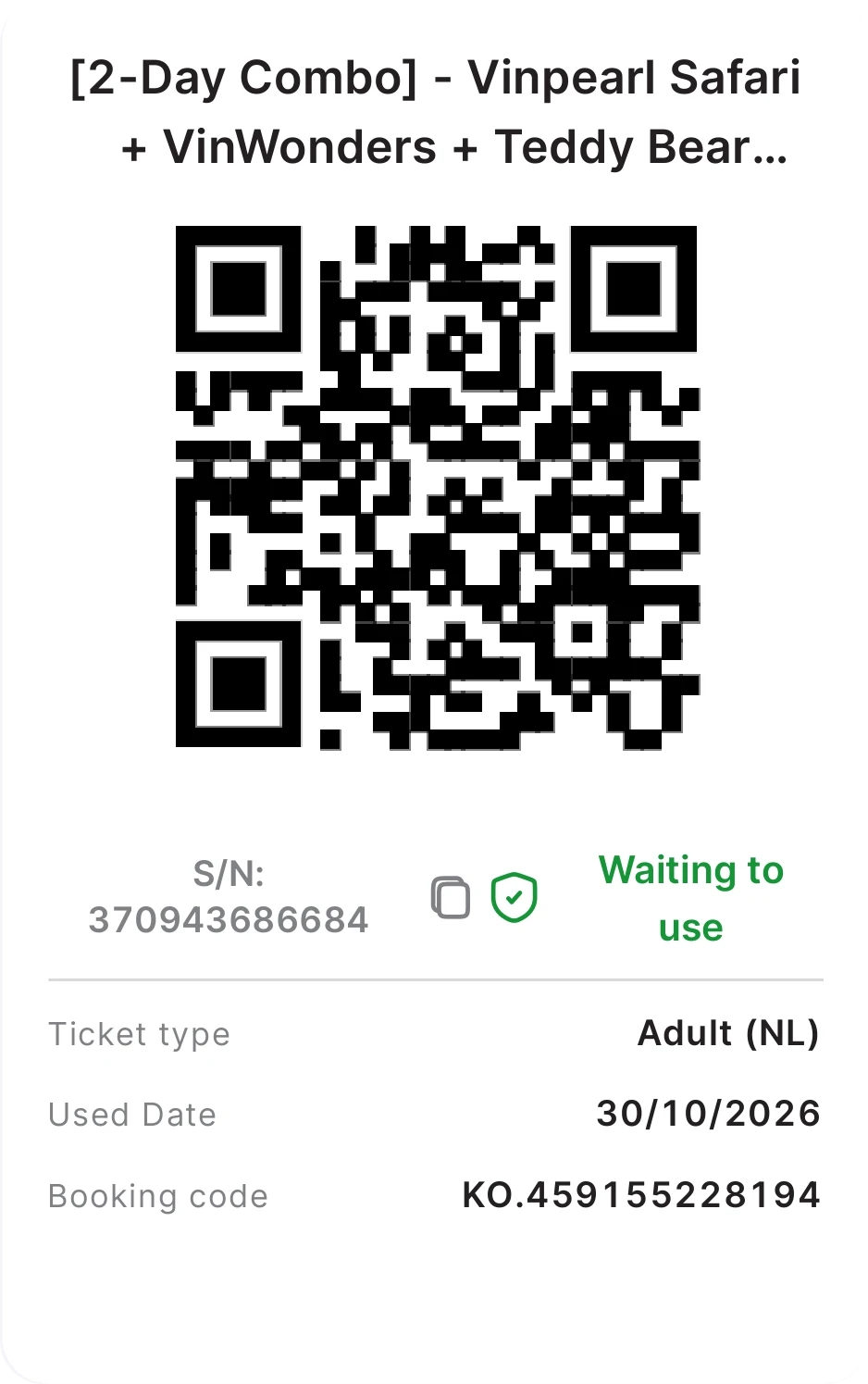 VinWonders and Safari voucher 2